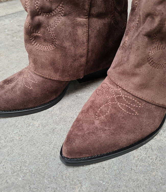 Cowboy Laarzen Suedelook Donkerbruin