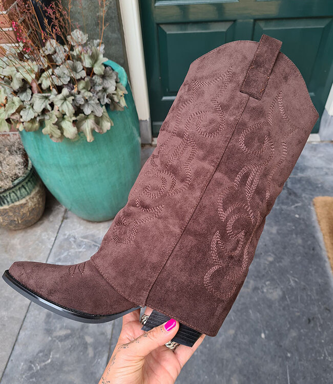 Cowboy Laarzen Suedelook Donkerbruin
