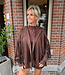 Suedelook Franje Jacket met Studs Donkerbruin