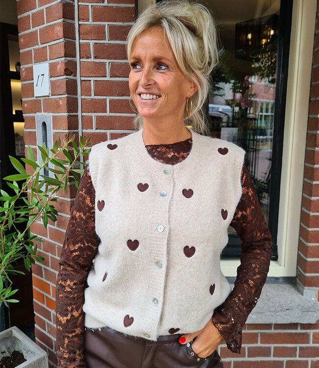 Spencer vestje Love Beige/Donkerbruin