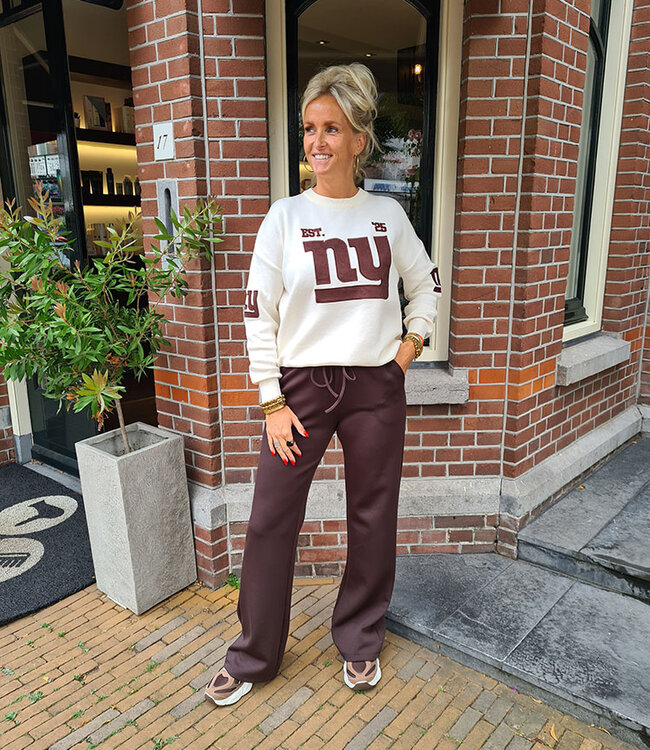 Knit Sweater NY Crème/Donkerbruin