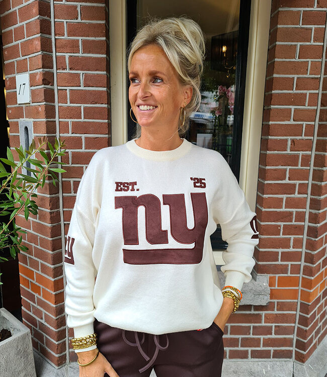 Knit Sweater NY Crème/Donkerbruin