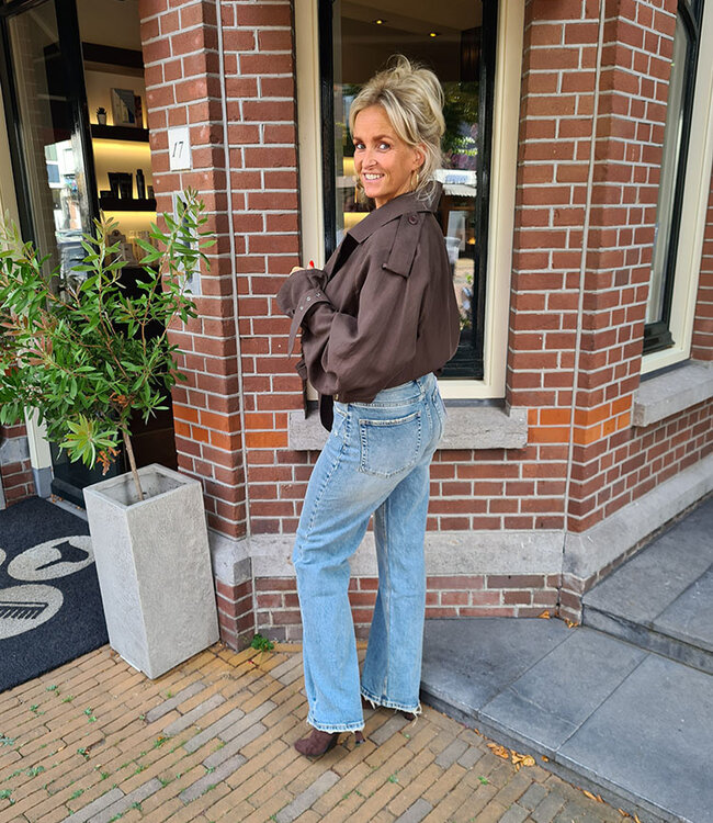 Ambika Short Trenchcoat Details Donkerbruin