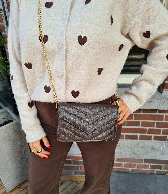 Clutch/Tas Luxe Leder Donkerbruin