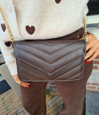 Clutch/Tas Luxe Leder Donkerbruin