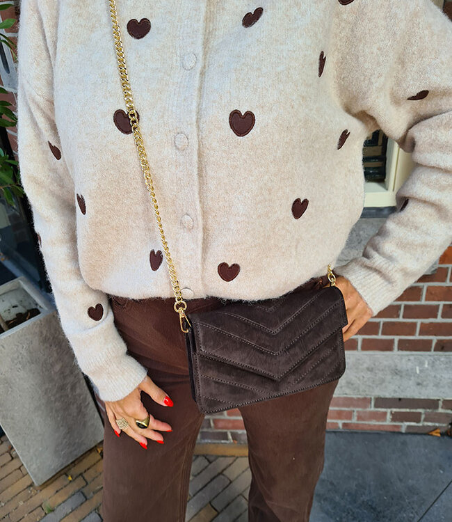 Clutch/Tas Luxe Suede Donkerbruin