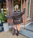 Lederlook Jas met Franjers Donkerbruin