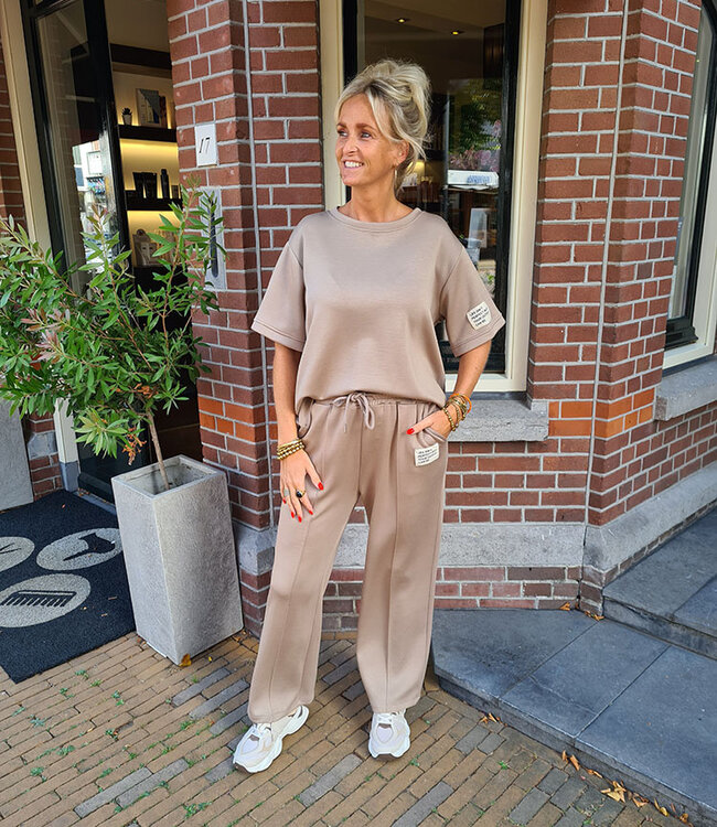 2-delige Comfyset Korte Mouw Taupe