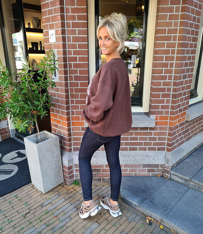 Oversized Sweater Super Soft Paris Donkerbruin