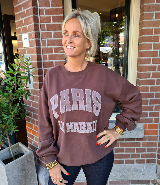 Oversized Sweater Super Soft Paris Donkerbruin