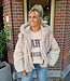 Faux Fur Bomber Jack met Capuchon Beige