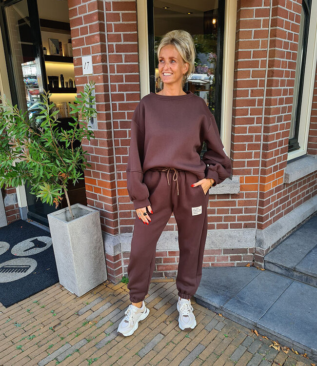 2-delige Comfyset met FLEECE Donkerbruin