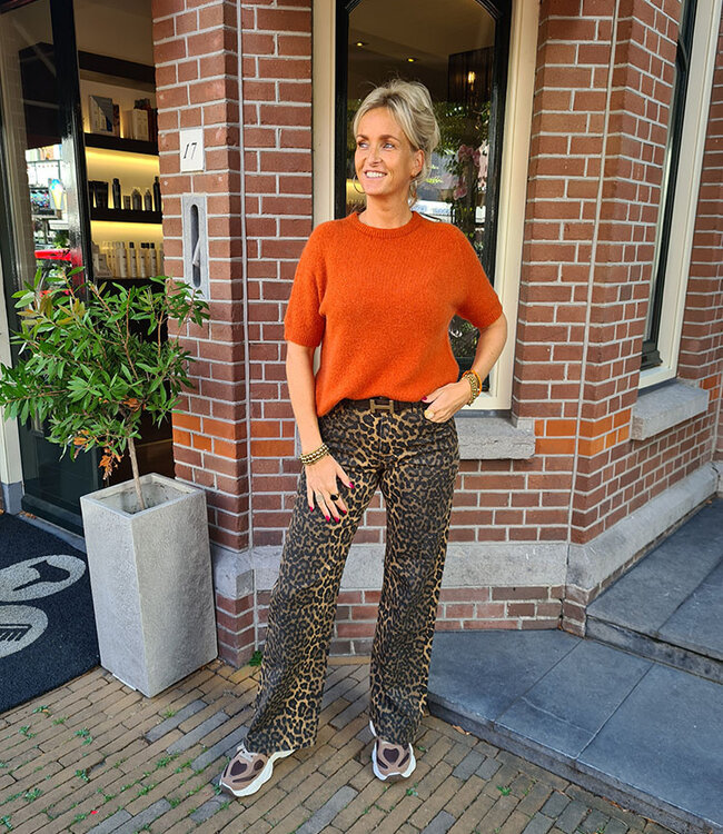 Super Soft Knit Top KORTE Mouw Oranje