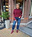 Super Soft Knit Top KORTE Mouw Bordeaux
