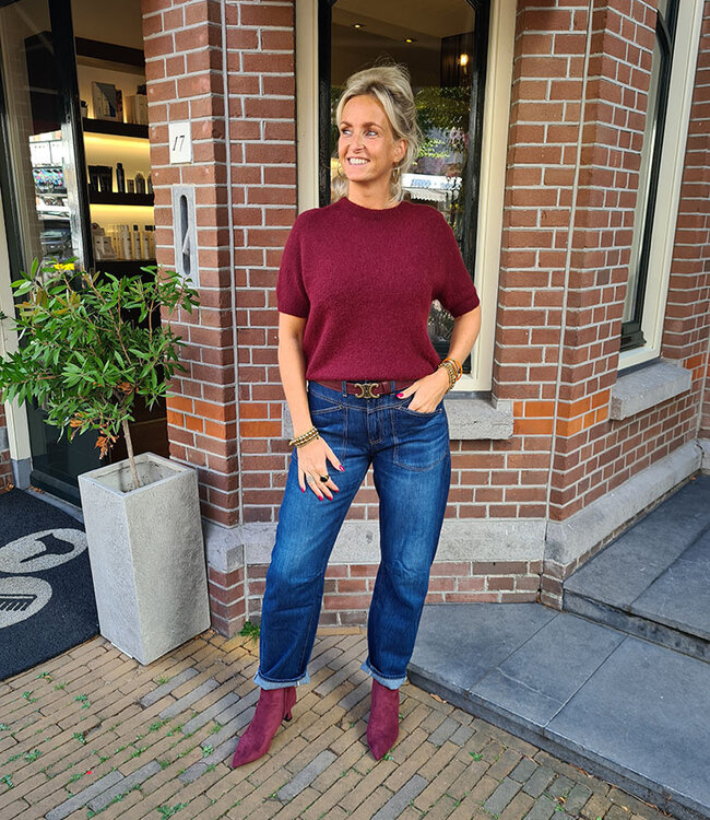 Super Soft Knit Top KORTE Mouw Bordeaux