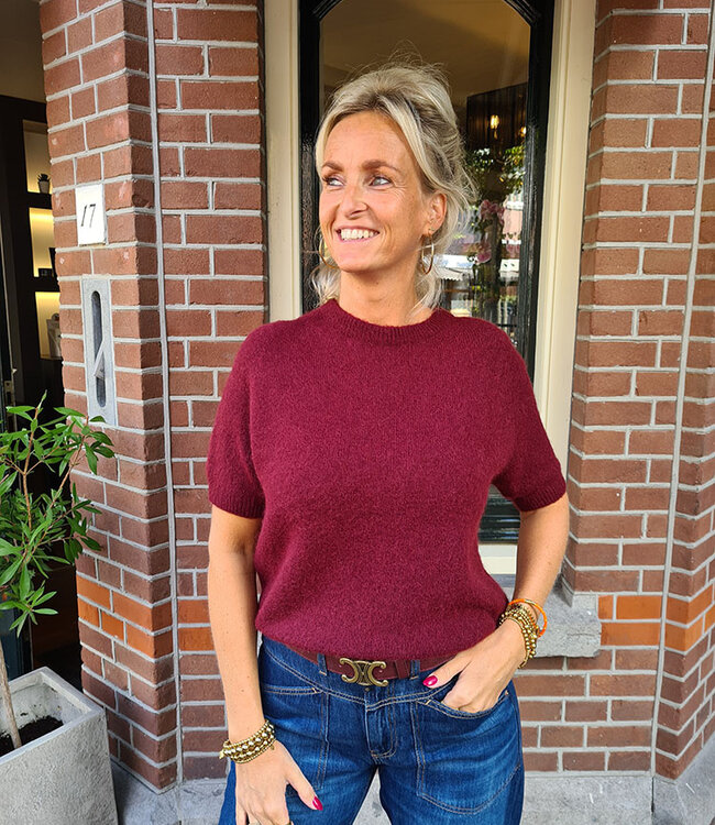 Super Soft Knit Top KORTE Mouw Bordeaux