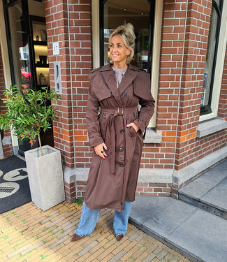Trenchcoat Long Donkerbruin