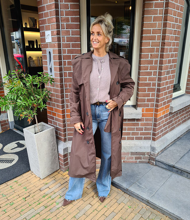 Trenchcoat Long Donkerbruin