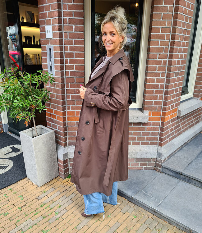 Trenchcoat Long Donkerbruin