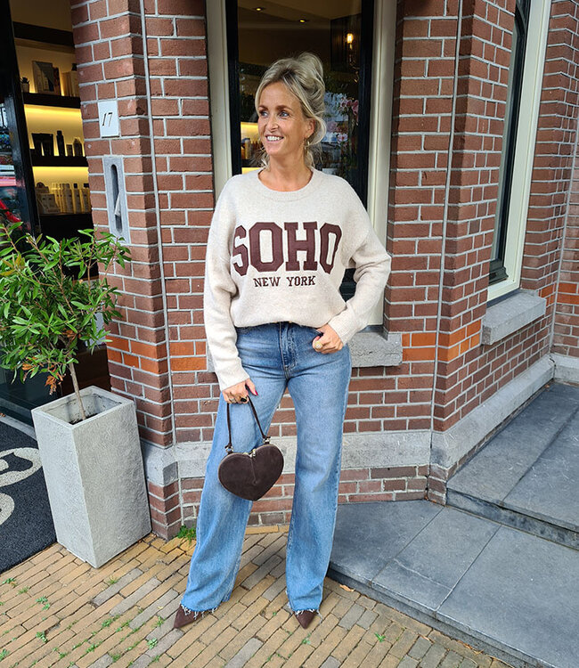 Knit Trui SOHO Crème/Donkerbruin