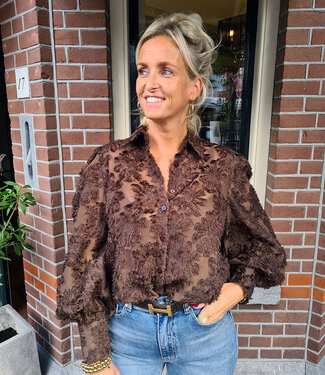 Luxe Ballonblouse Franje Donkerbruin