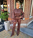Blouse Uitlopende Mouw Donkerbruin