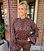 Blouse Uitlopende Mouw Donkerbruin