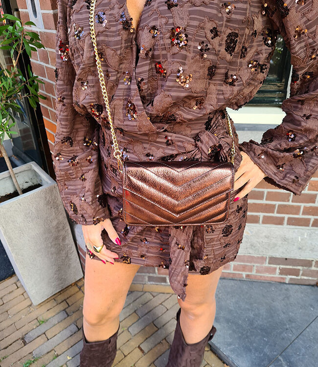 Clutch/Tas Luxe Shimmer Bruin