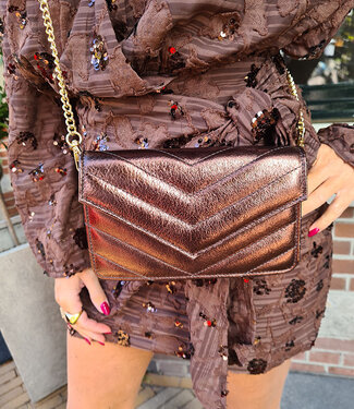 Clutch/Tas Luxe Shimmer Bruin
