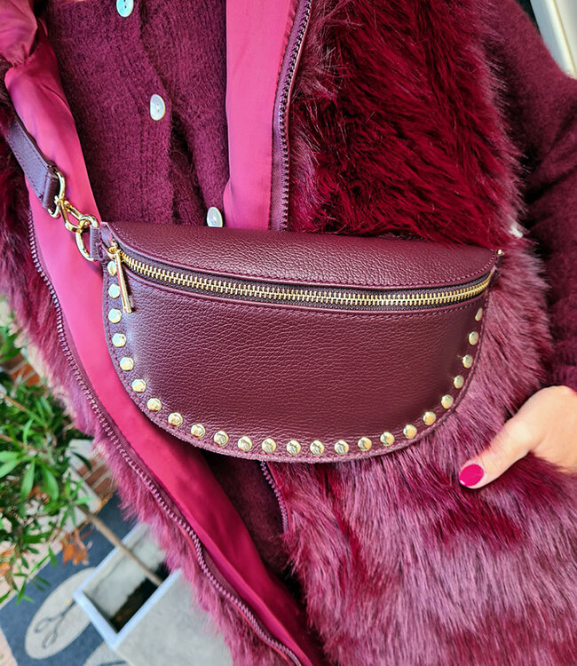 Crossbody met Studs Bordeaux
