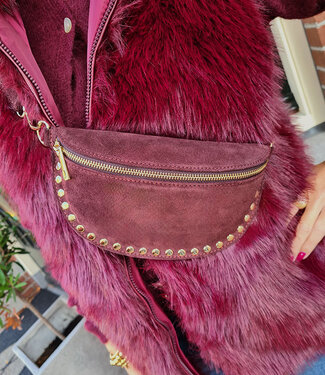 Crossbody Suede met Studs Bordeaux