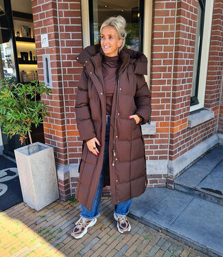 Winterjas Ceintuur Lang Donkerbruin