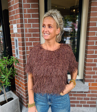 Luxe Franje Shimmer Tee Donkerbruin