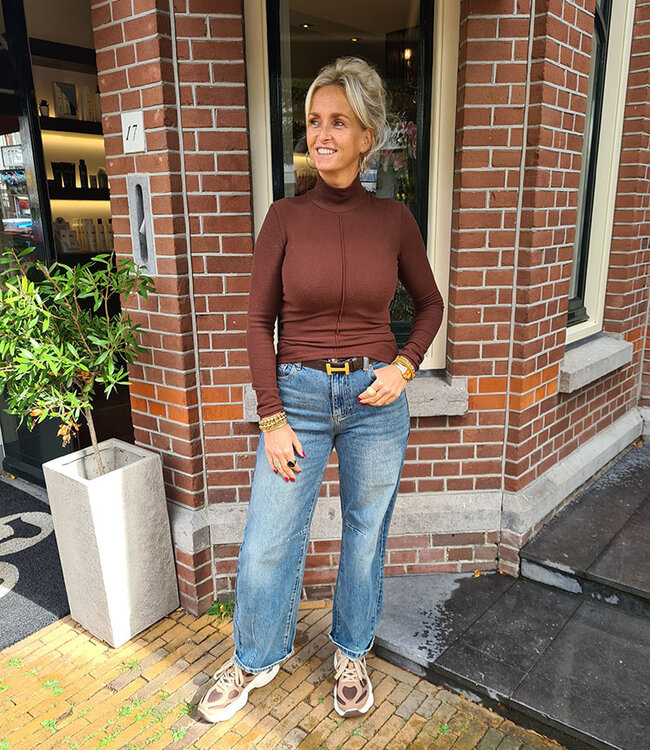 Super Soft Col met Naad Donkerbruin