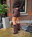 Azzurro Lederlook Rokje Leo/Donkerbruin