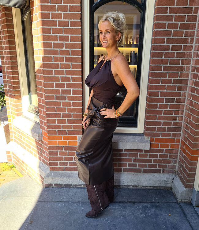 Body Met Ketting Detail Donkerbruin/Goud