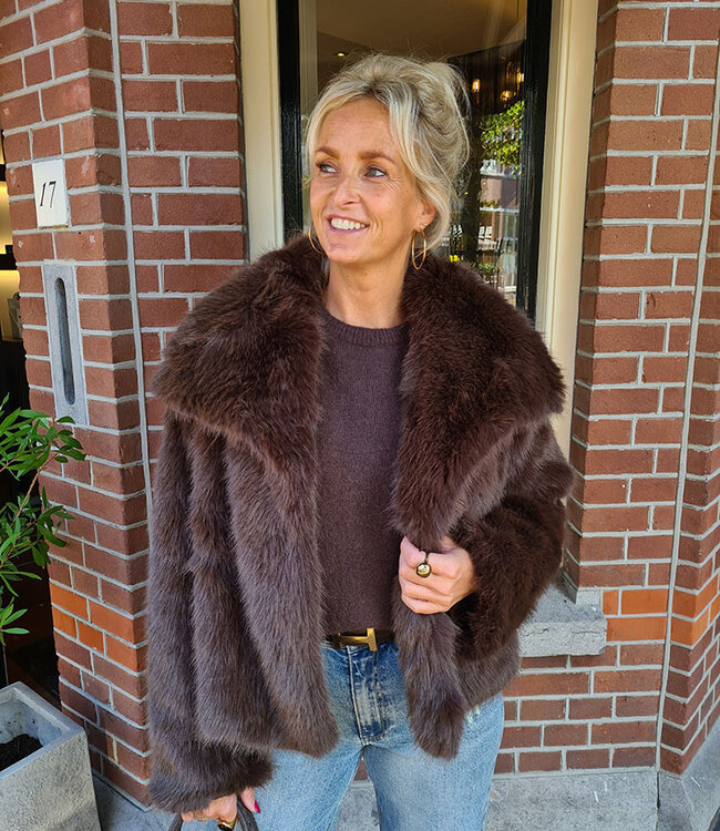 Faux Fur Kort Model Donkerbruin