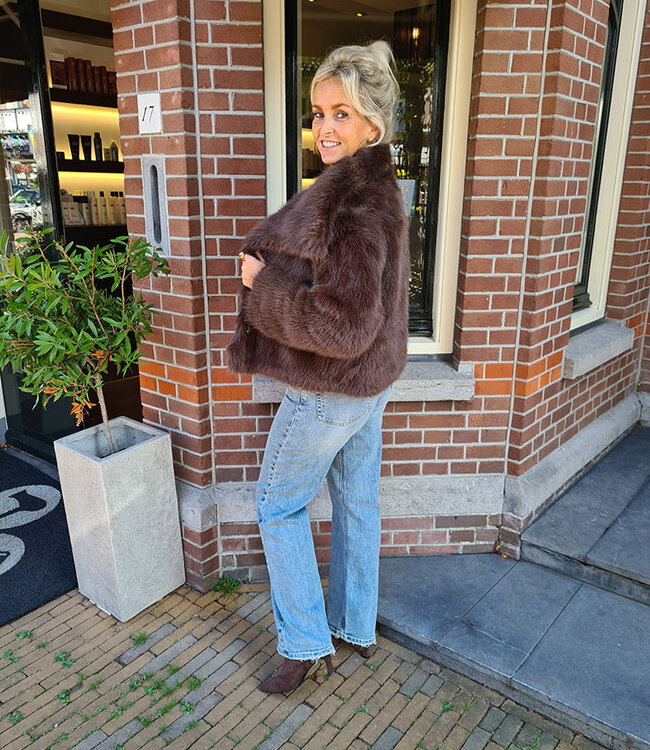 Faux Fur Kort Model Donkerbruin