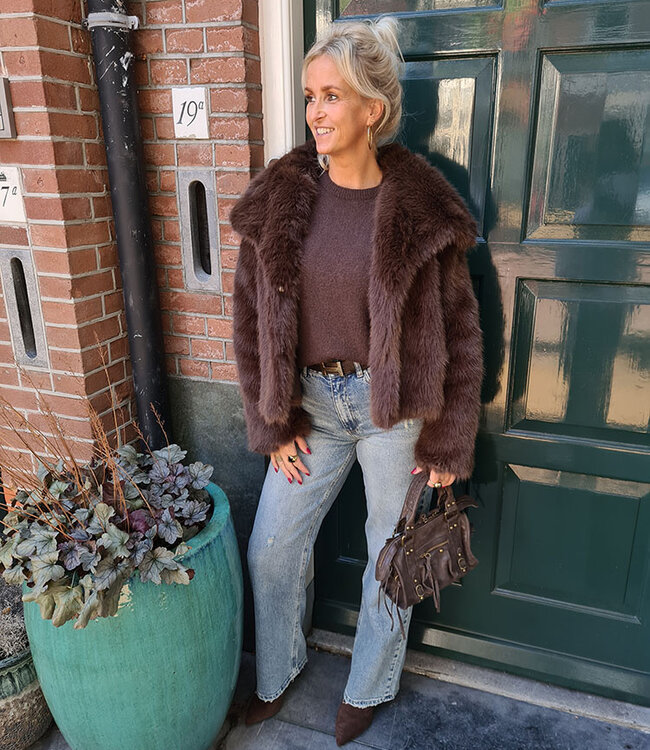 Faux Fur Kort Model Donkerbruin