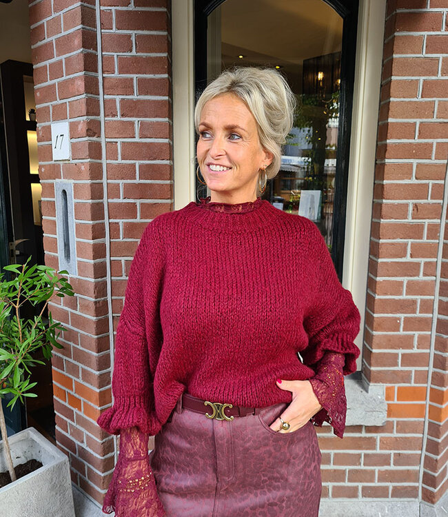Knit Trui Ruffle Bordeaux