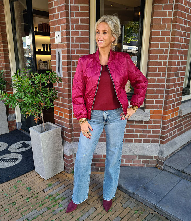 Bomber Doorgestikt Bordeaux