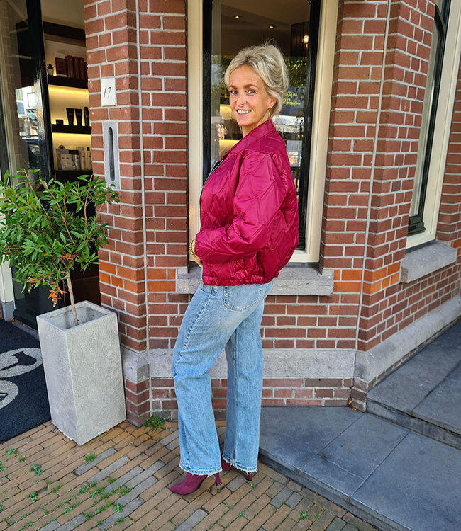 Bomber Doorgestikt Bordeaux