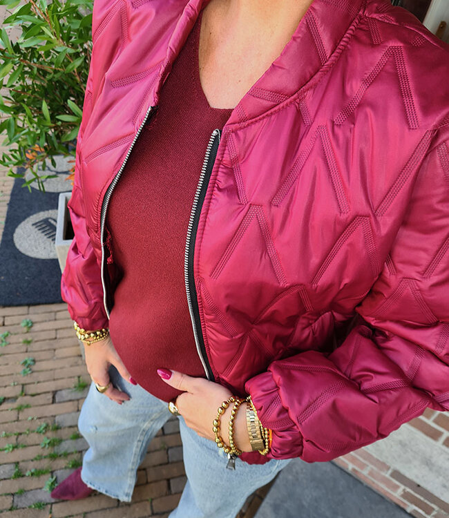 Bomber Doorgestikt Bordeaux