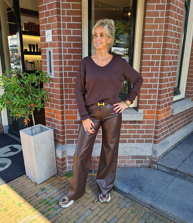 Knit Longsleeve Gehaakte Mouw Donkerbruin