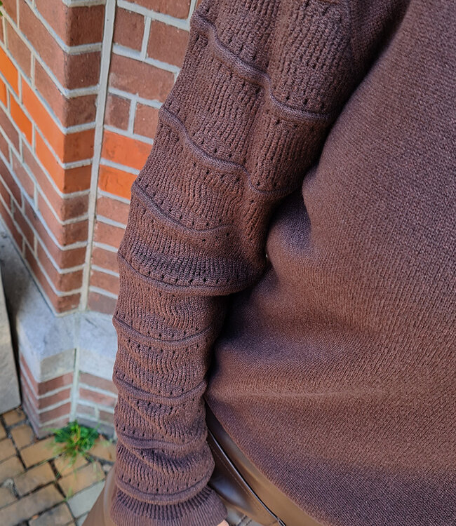Knit Longsleeve Gehaakte Mouw Donkerbruin
