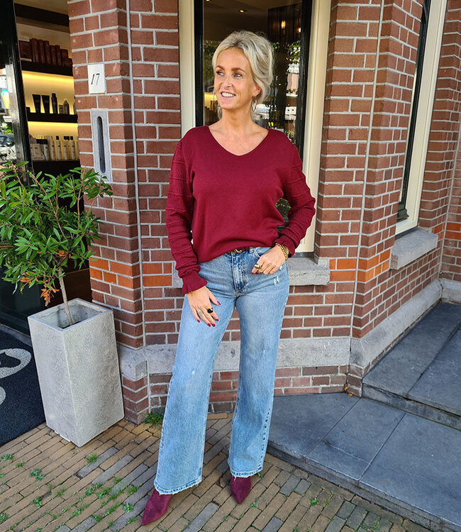 Knit Longsleeve Gehaakte Mouw Bordeaux
