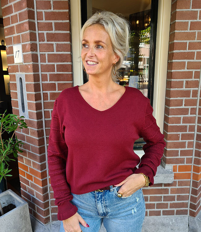 Knit Longsleeve Gehaakte Mouw Bordeaux