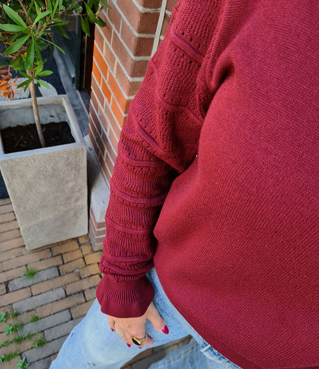 Knit Longsleeve Gehaakte Mouw Bordeaux
