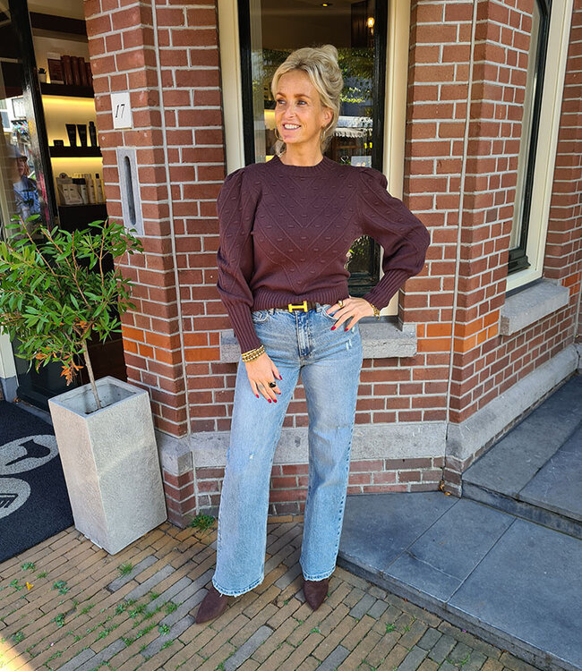 Knit Longsleeve Dots Donkerbruin