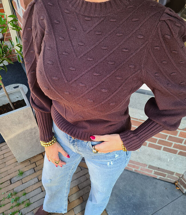 Knit Longsleeve Dots Donkerbruin